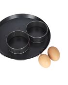 Juego de 2 aros negros antiadherentes para huevos escalfados, 25 x 11 x 3 cm