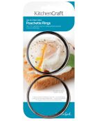 Juego de 2 aros negros antiadherentes para huevos escalfados, 25 x 11 x 3 cm