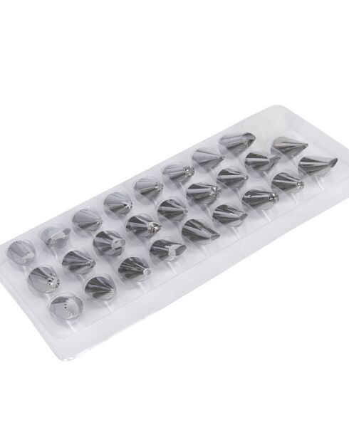 Kit de glaçage 28 pièces argenté - 24x10x3 cm