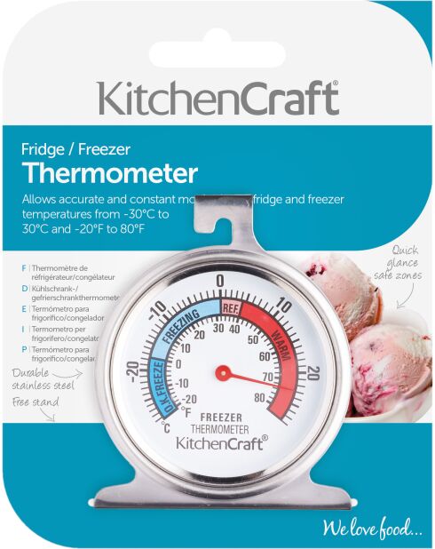 Thermomètre de réfrigérateur argenté - 4.4x 6.6x7.8 cm