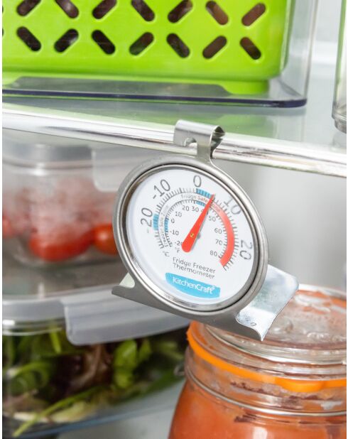 Thermomètre de réfrigérateur argenté - 4.4x 6.6x7.8 cm