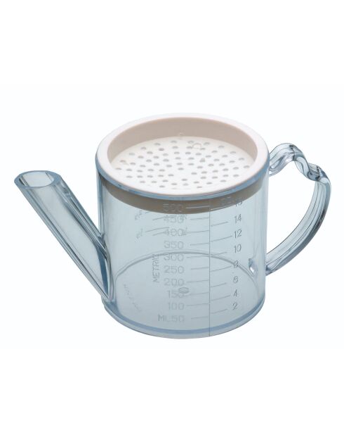 Saucen-/Fettabscheider, Sahne und transparenter Dosierbecher, 500 ml — 9,5 x 18,2 x 9 cm