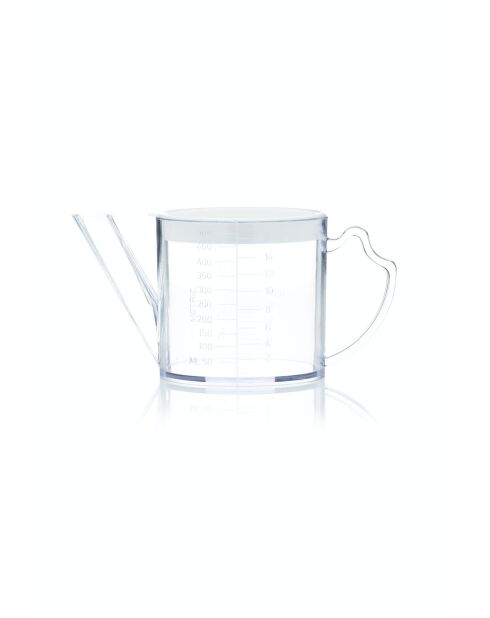Saucen-/Fettabscheider, Sahne und transparenter Dosierbecher, 500 ml — 9,5 x 18,2 x 9 cm