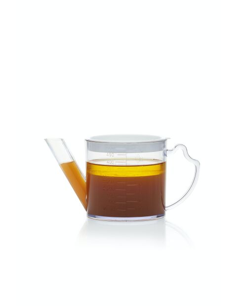 Saucen-/Fettabscheider, Sahne und transparenter Dosierbecher, 500 ml — 9,5 x 18,2 x 9 cm
