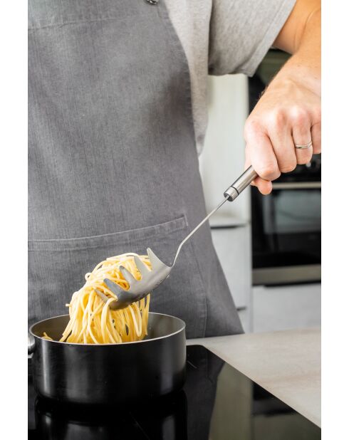 Pala ovalada para espaguetis de acero inoxidable plateada - 31x7x5 cm