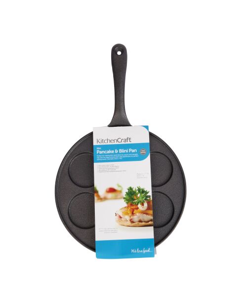 Poêle à blinis en fonte à 7 trous noir - 35.5x24x5 cm