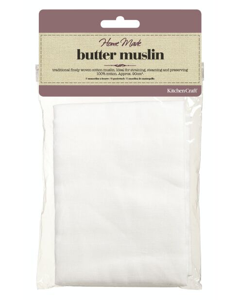 Witte huisgemaakte botermousseline — 90x90x0,5 cm