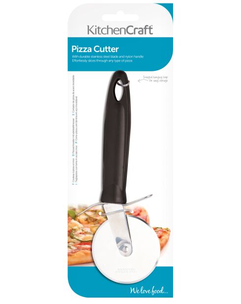 Coupe-pizza avec manche en nylon noir - 28.1x10x2.2 cm