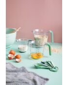 Juego de 3 jarras medidoras, jarras apilables con asas verdes y azules y boquillas para verter, 15,1 x 19 x 14 cm