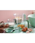 Juego de 3 jarras medidoras, jarras apilables con asas verdes y azules y boquillas para verter, 15,1 x 19 x 14 cm