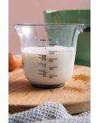 Juego de 3 jarras medidoras, jarras apilables con asas verdes y azules y boquillas para verter, 15,1 x 19 x 14 cm