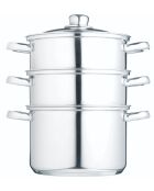 Zilverkleurige stoomboot met drie niveaus - 25,1x25x30 cm