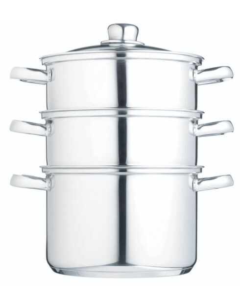 Zilverkleurige stoomboot met drie niveaus - 25,1x25x30 cm