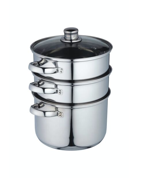 Zilverkleurige stoomboot met drie niveaus - 25,1x25x30 cm