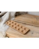 Soporte antiguo para huevos de corcho crema - 30,1x10,3x2 cm