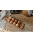 Soporte antiguo para huevos de corcho crema - 30,1x10,3x2 cm