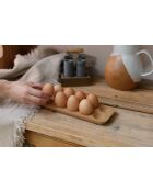 Soporte antiguo para huevos de corcho crema - 30,1x10,3x2 cm