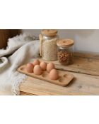 Soporte antiguo para huevos de corcho crema - 30,1x10,3x2 cm