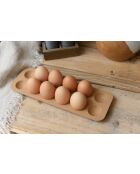 Soporte antiguo para huevos de corcho crema - 30,1x10,3x2 cm