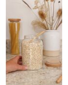 Tarro de cristal con tapa de madera de haya y cuchara, 13 x 10,8 x 17 cm