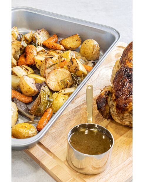 Plat à rôtir antiadhésif argenté - 41 cmx28,5 cm - 41x28x5 cm