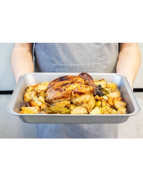 Plat à rôtir antiadhésif argenté - 41 cmx28,5 cm - 41x28x5 cm
