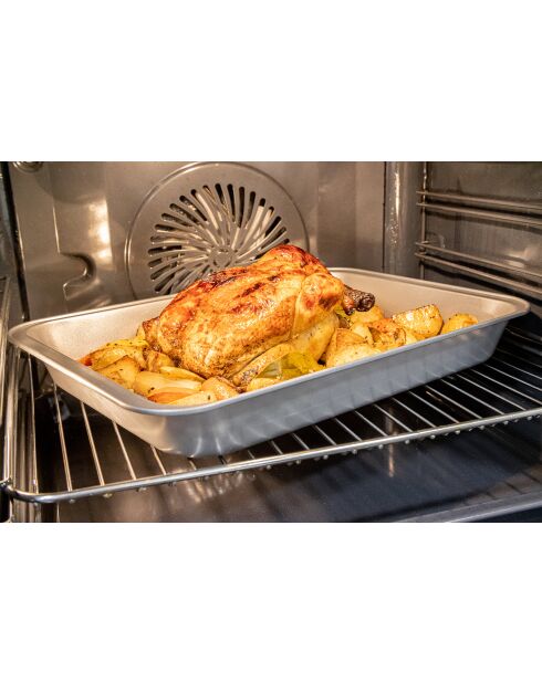 Plat à rôtir antiadhésif argenté - 41 cmx28,5 cm - 41x28x5 cm