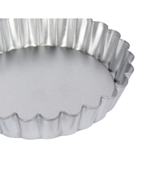 Ensemble de six moules à tartelettes à fond amovible argenté de 10 cm de diamètre, - 10x10x3 cm