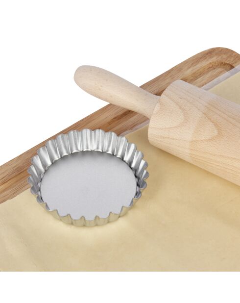 Ensemble de six moules à tartelettes à fond amovible argenté de 10 cm de diamètre, - 10x10x3 cm