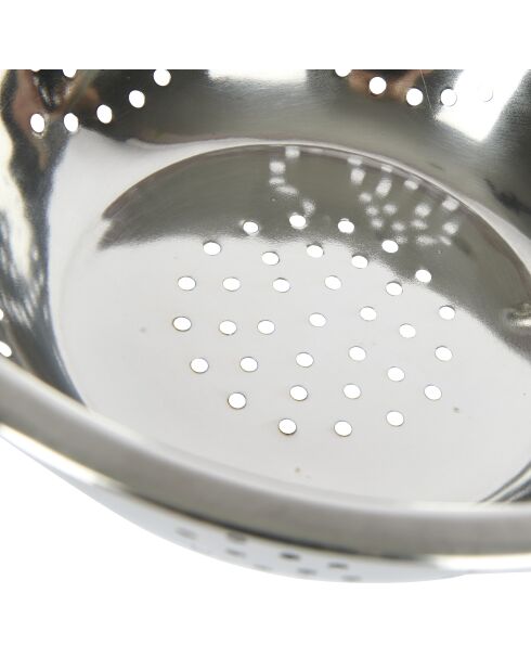 Zilverkleurig roestvrijstalen vergiet - 24,1x29,5x9,9 cm