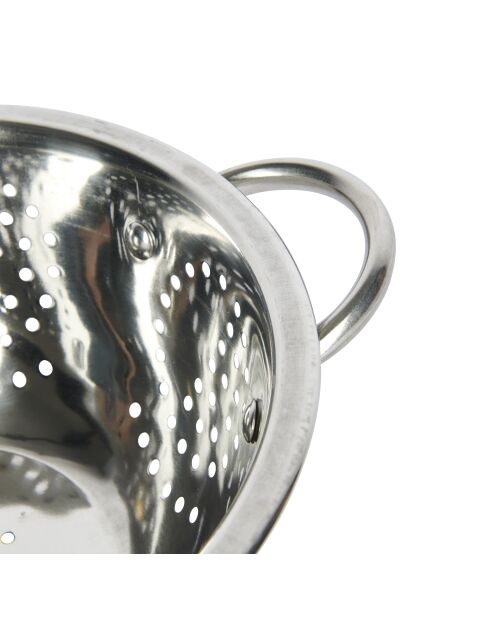 Zilverkleurig roestvrijstalen vergiet - 24,1x29,5x9,9 cm