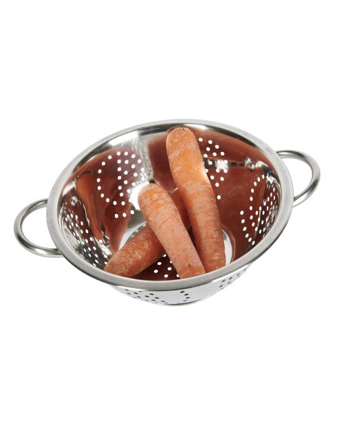 Zilverkleurig roestvrijstalen vergiet - 24,1x29,5x9,9 cm