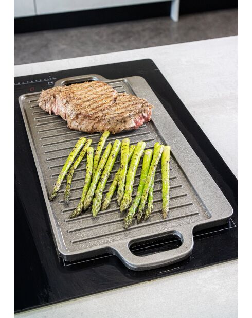 Plancha Deluxe de hierro fundido gris - 45,5x23x2 cm