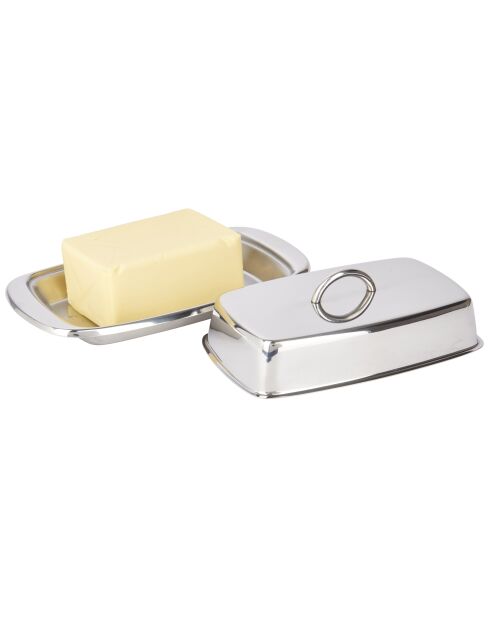 Boterschaal met zilveren deksel — 19x10,3x6,5 cm