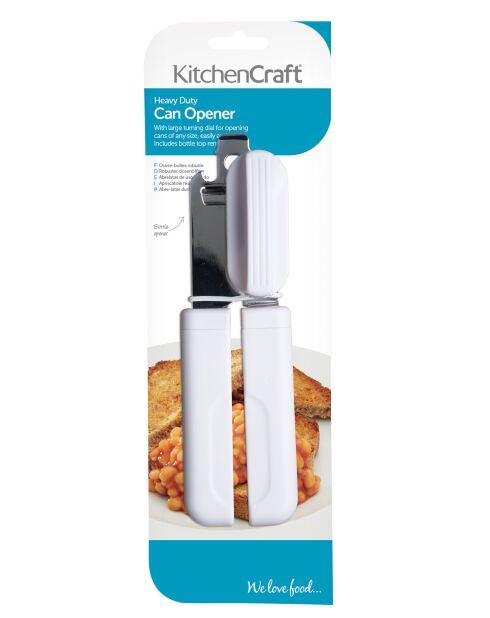 Ouvre-boîte robuste blanc - 5.3x5.4x 18.4 cm