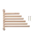 Mensola da parete antica in faggio color crema con 6 binari - 39x31,5x3,5 cm