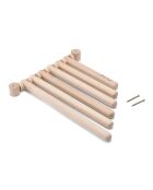 Mensola da parete antica in faggio color crema con 6 binari - 39x31,5x3,5 cm