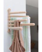 Mensola da parete antica in faggio color crema con 6 binari - 39x31,5x3,5 cm