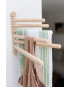 Mensola da parete antica in faggio color crema con 6 binari - 39x31,5x3,5 cm