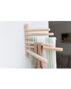 Mensola da parete antica in faggio color crema con 6 binari - 39x31,5x3,5 cm