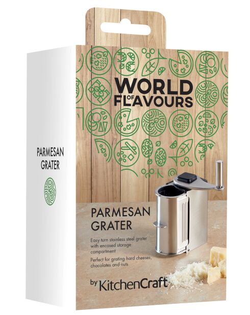 Rallador de parmesano italiano World of Flavours, plateado, 5 x 10,5 x 15 cm