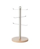 Porte-tasses en métal avec base en bois de hêtre gris - 18x16x33.5 cm