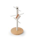 Porte-tasses en métal avec base en bois de hêtre gris - 18x16x33.5 cm