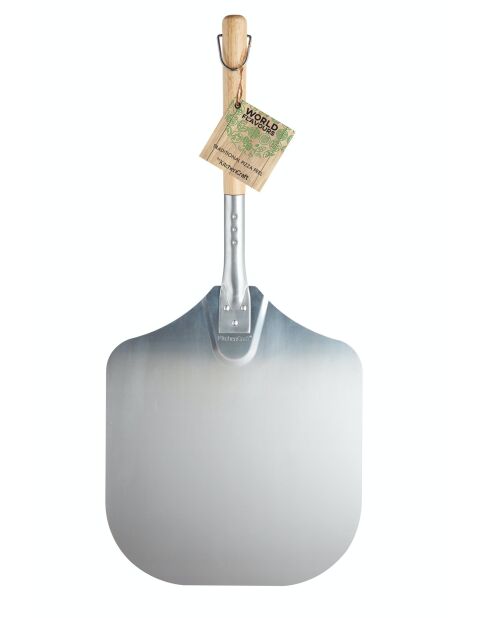 Pelle à pizza traditionnelle italienne « World of Flavours », argenté – 63x30,7x3 cm