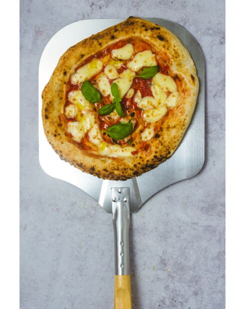 Pelle à pizza traditionnelle italienne « World of Flavours », argenté – 63x30,7x3 cm