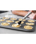 Zilverkleurige ovale deegborstel - 19,5x2,5x1,5 cm