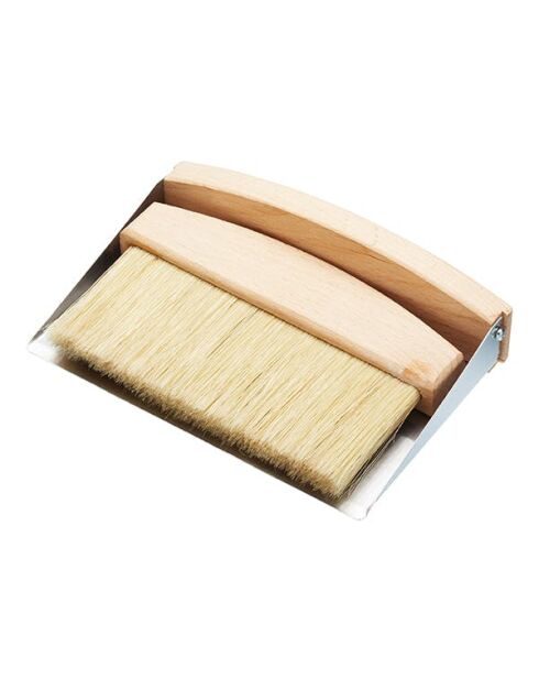 Houten schep en tafelborstel - 16x11x4 cm