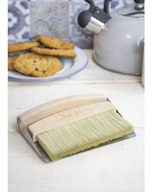 Houten schep en tafelborstel - 16x11x4 cm