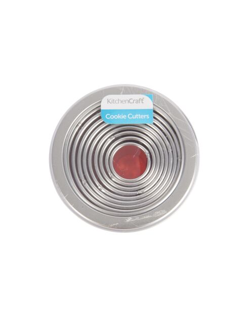 Ausstechform mit elf Flöten und Aufbewahrungsbox aus grauem Metall — 10,2 x 10,2 x 3,4 cm