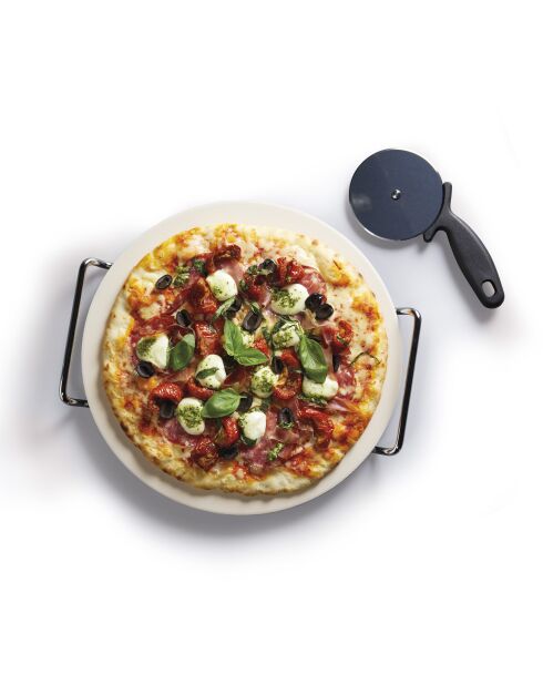 Pizzastein aus Gusseisen 27 cm, schwarzer Stahl - 30x28x0,5 cm